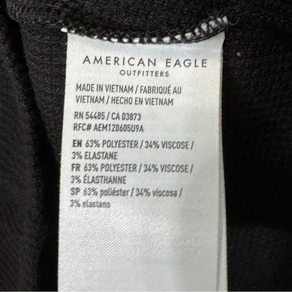 American Eagle Ribbed Mock Neck Long Sleeve Black Top Size S - Picture 4 of 6